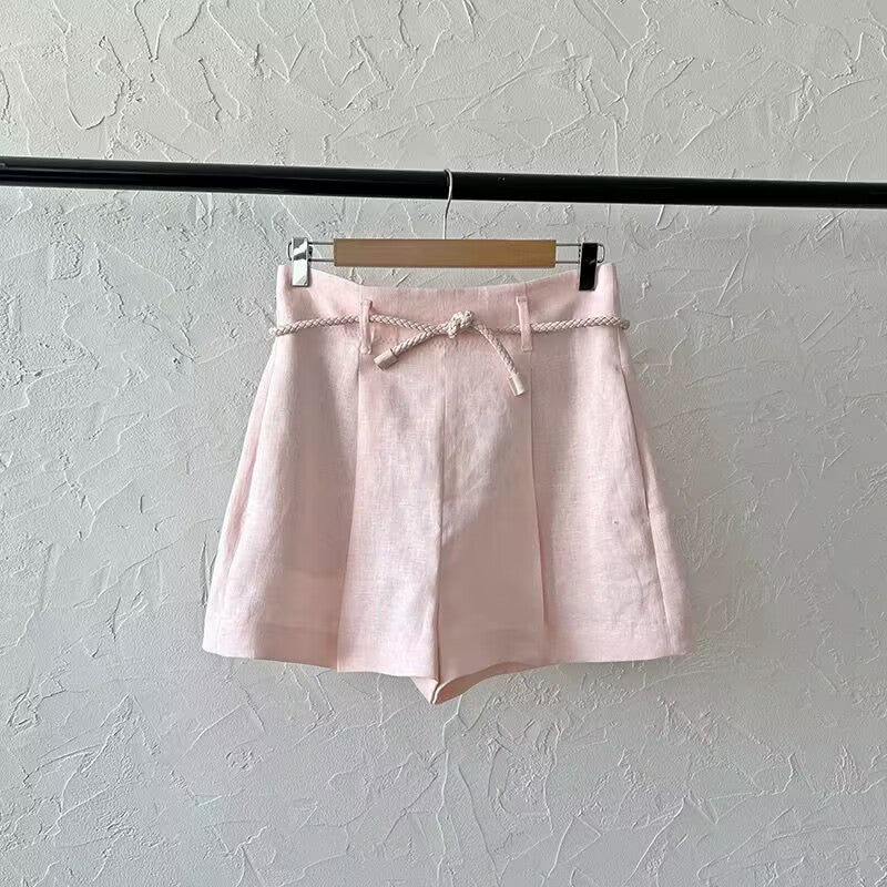 Women's Ramie Pink Fashion Shorts