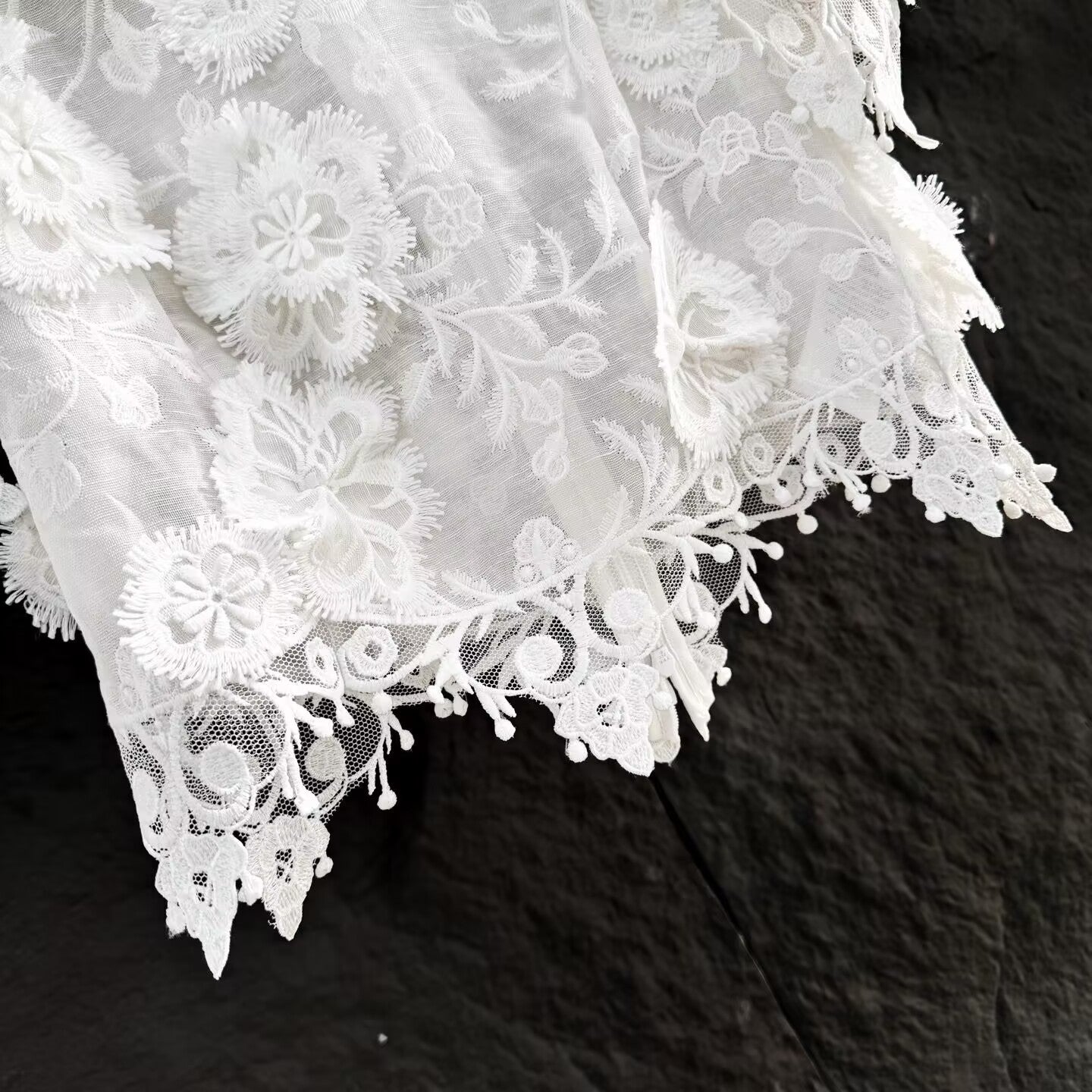 Women's Embroidered White Decal Irregular Temperament Versatile Top