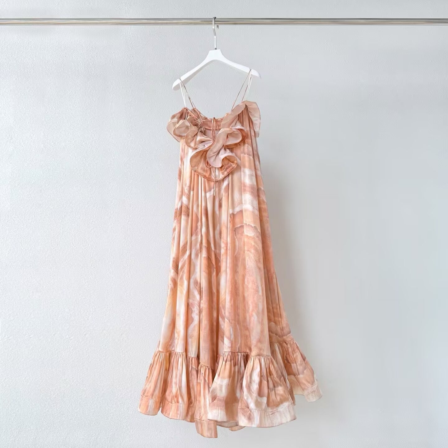 Summer new 100% silk women's suspender printed fashionable dress