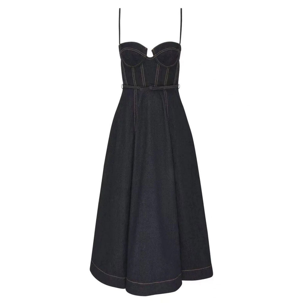 Women's Denim Strapless Camisole Long Dress