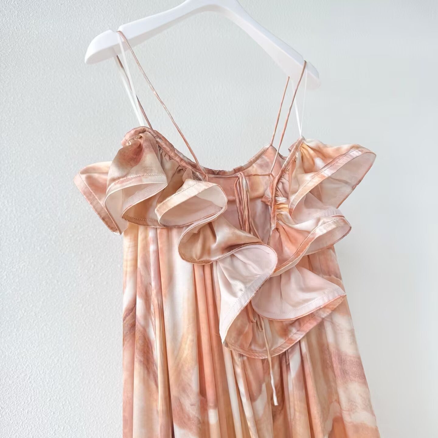 Summer new 100% silk women's suspender printed fashionable dress