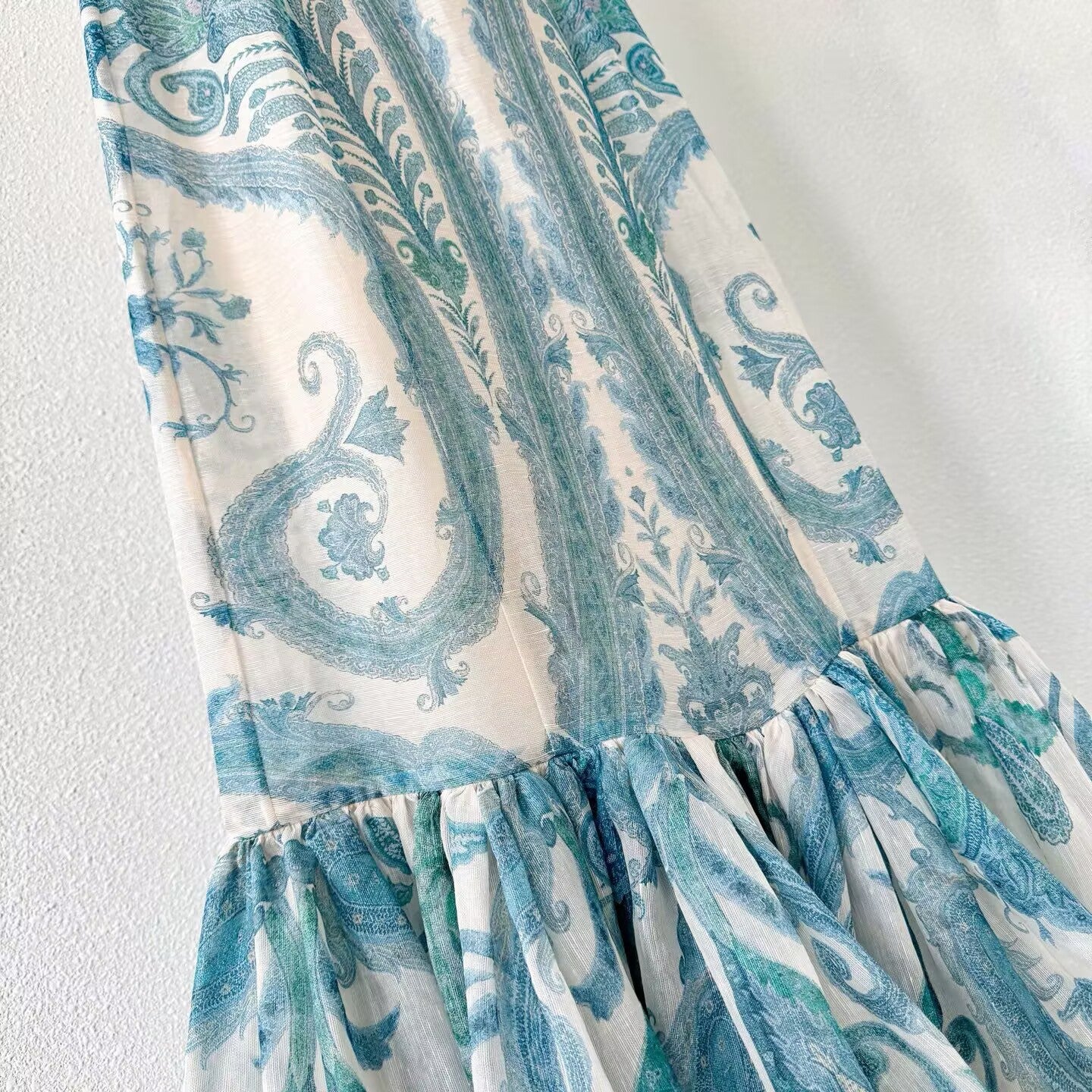 Silk and Linen Women's Printed Fishtail Suspender Dress