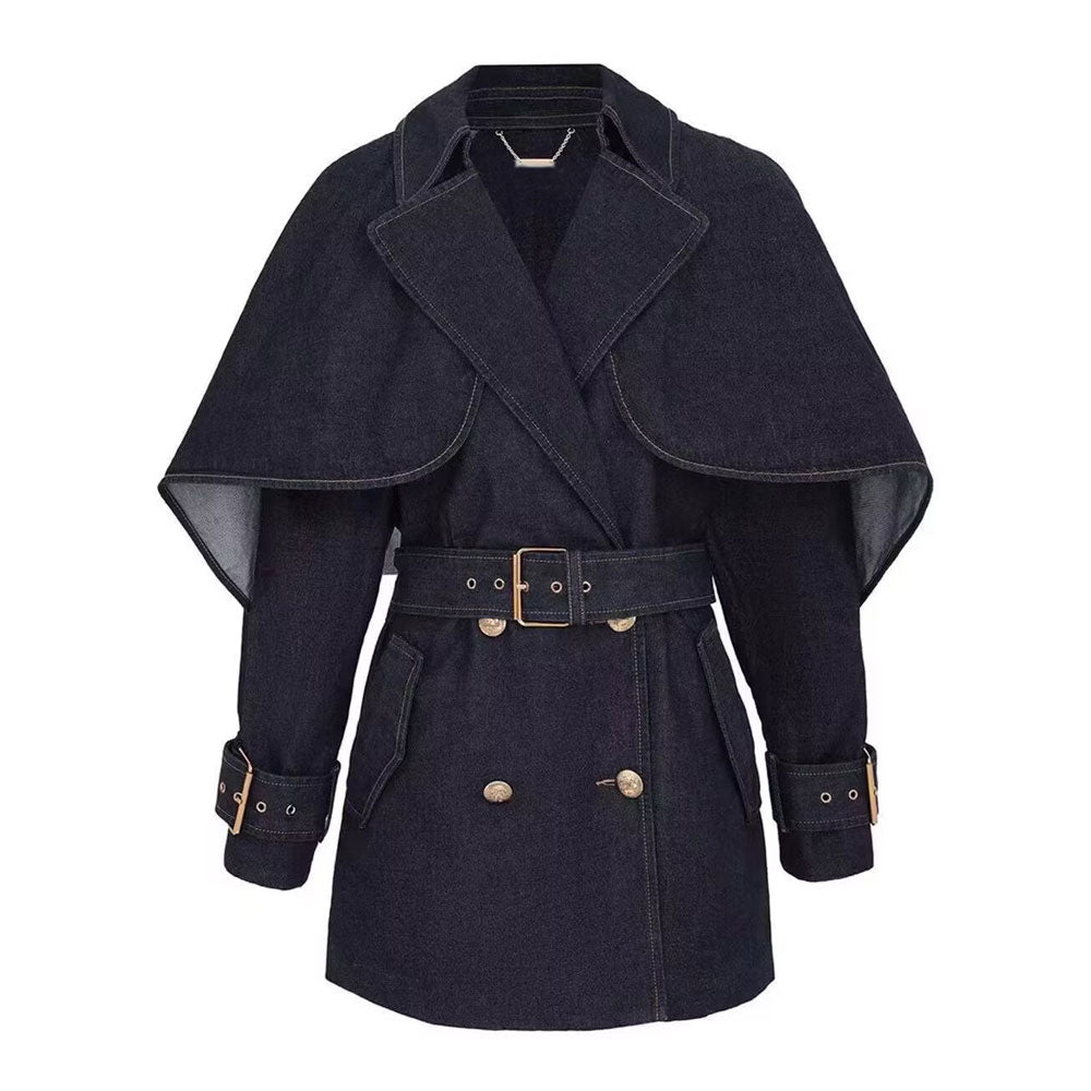 2025 New Women's Denim Trench Coat Jacket