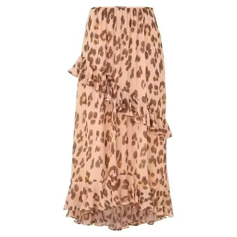 Women's Silk Leopard Print Skirt