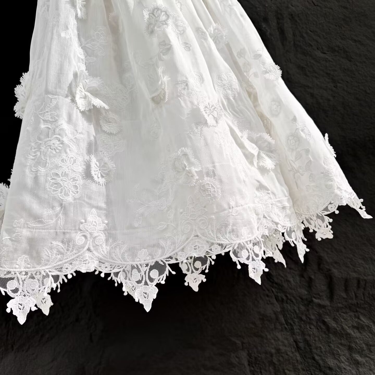 Women's Embroidered White Applique Skirt