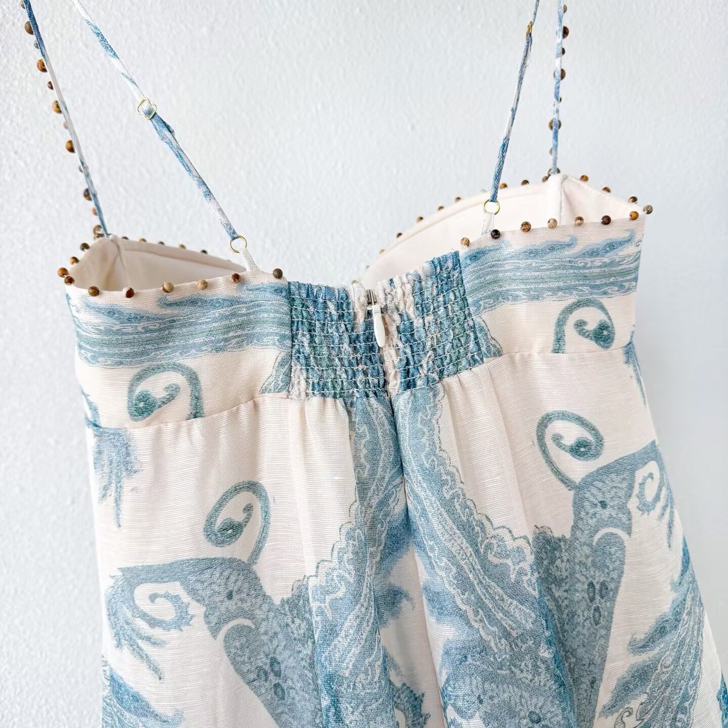 Silk and Linen Women's Printed Fishtail Suspender Dress