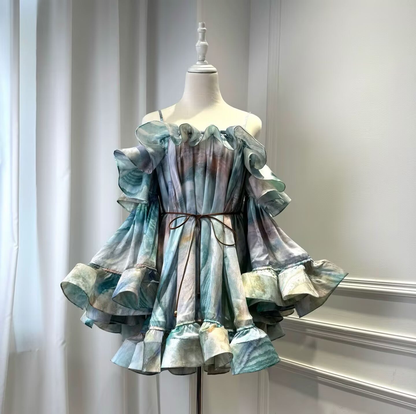 2025 New One Shoulder Mesh Splicing Mini Dress