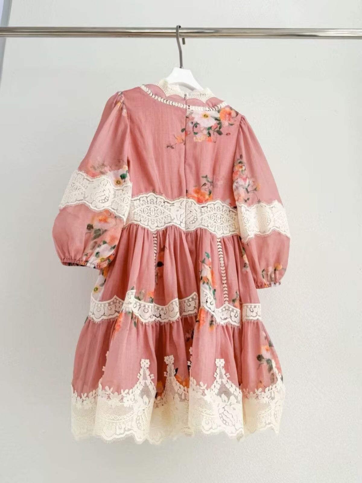 Women Lace Stitching Short Sleeve Linen Mini Dress