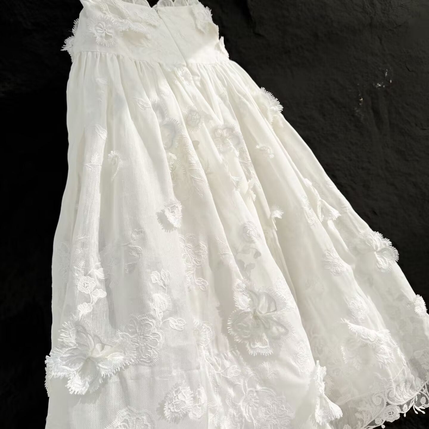 Women's Embroidered White Applique Skirt