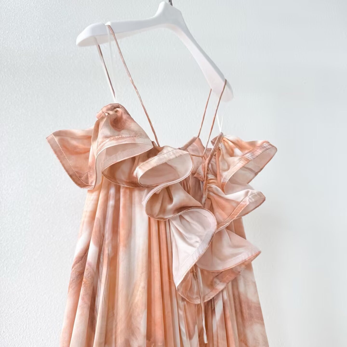 Summer new 100% silk women's suspender printed fashionable dress