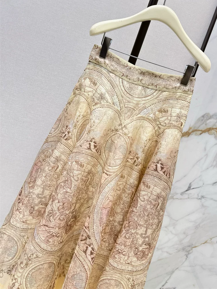 Ladies High Waist A-Line Vintage Long Skirt