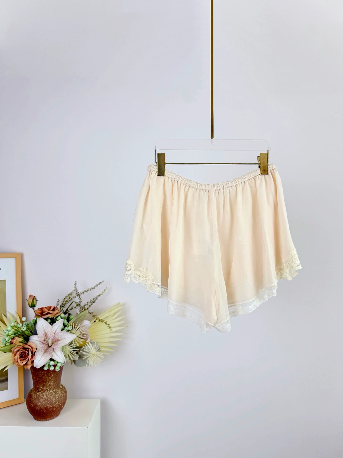 Ladies Lace Patchwork Casual Cotton Silk 2-Piece Set