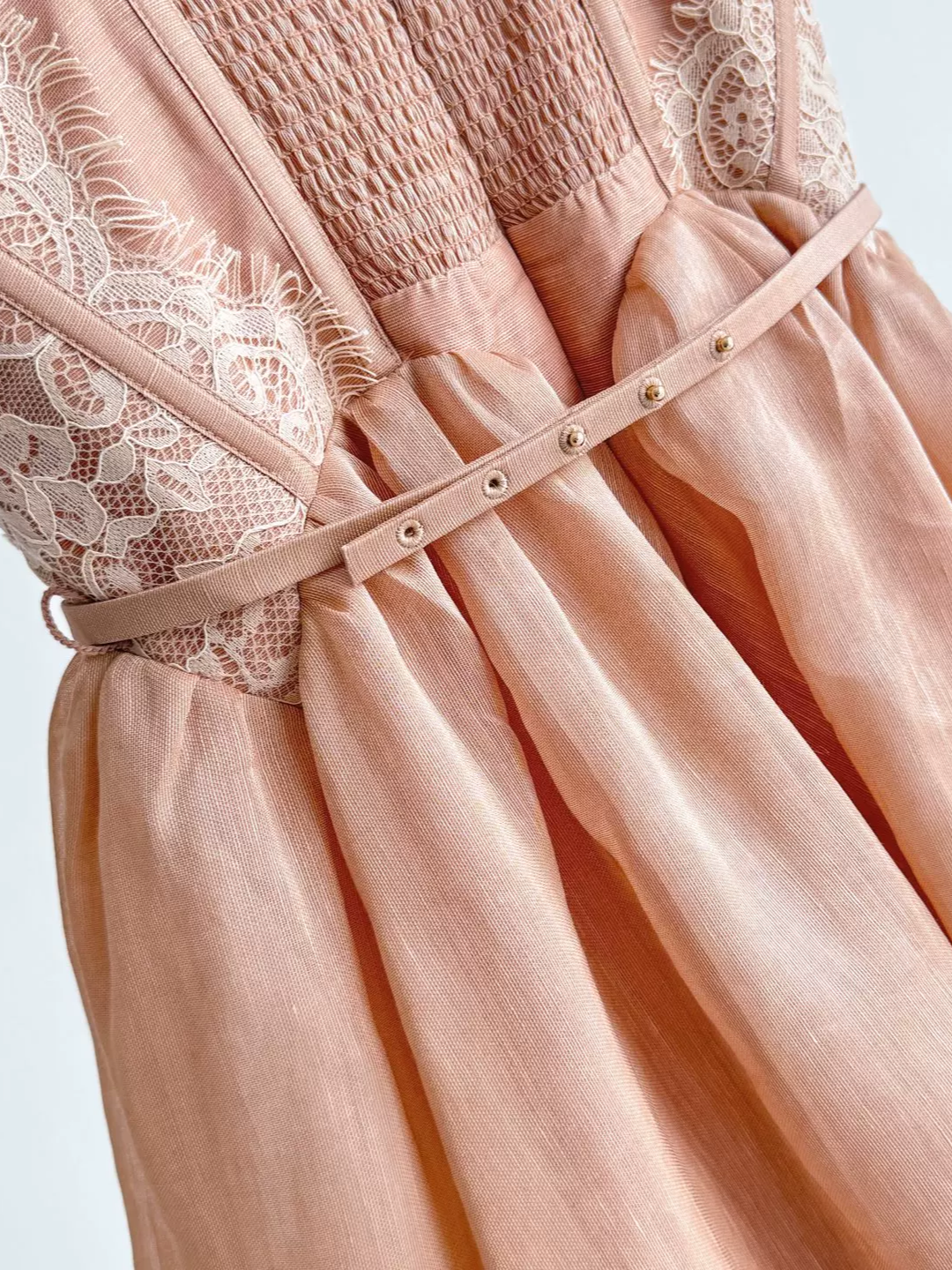 Lace Spliced Pink Midi Robe for Women High Waist V-Neck Sleeveless Casual Silk Linen Dress