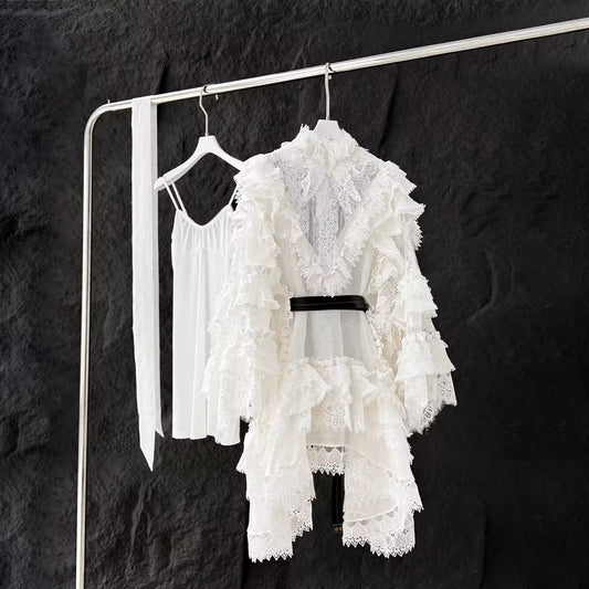 New Heavy Industry Silk+Linen Embroidered Lace Dress for Women's Wear