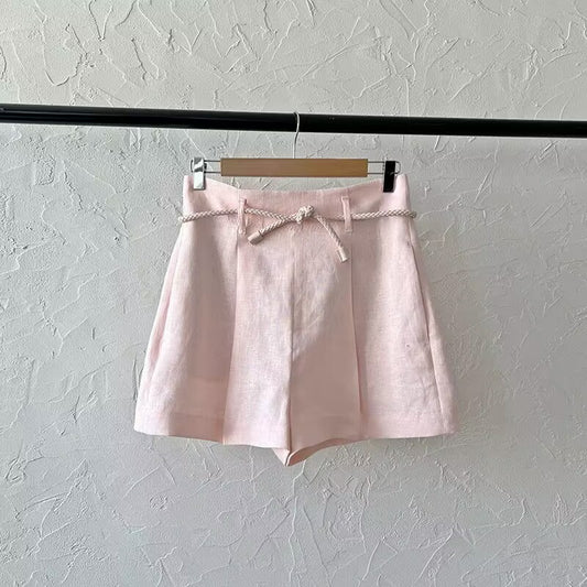 Women's Ramie Pink Fashion Shorts