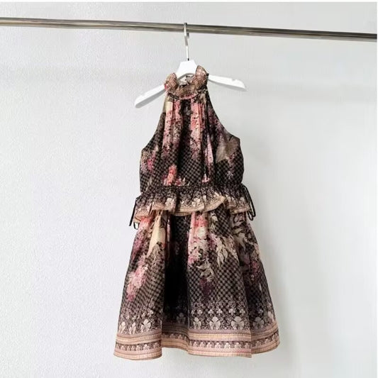 Summer New Ruffled Silk Linen Mini Dress