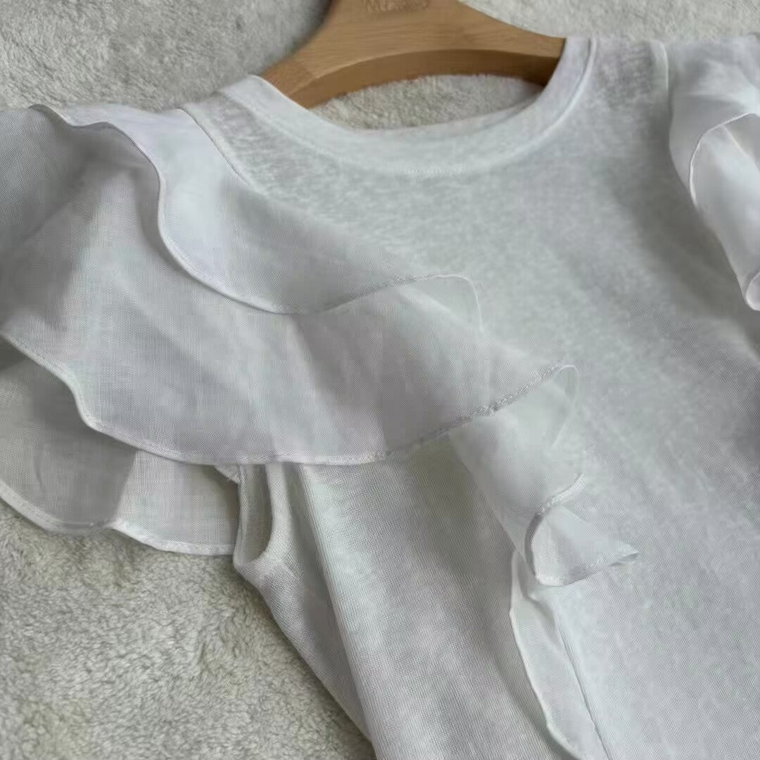 Women's Temperament White Sleeveless Top