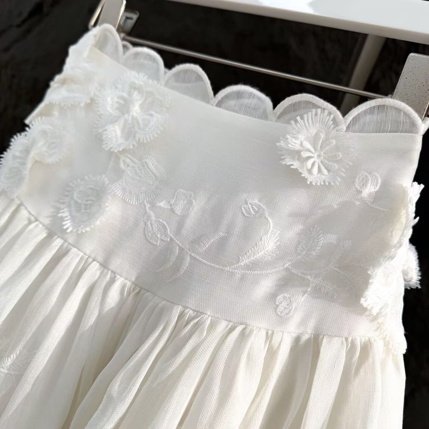 Women's Embroidered White Applique Skirt