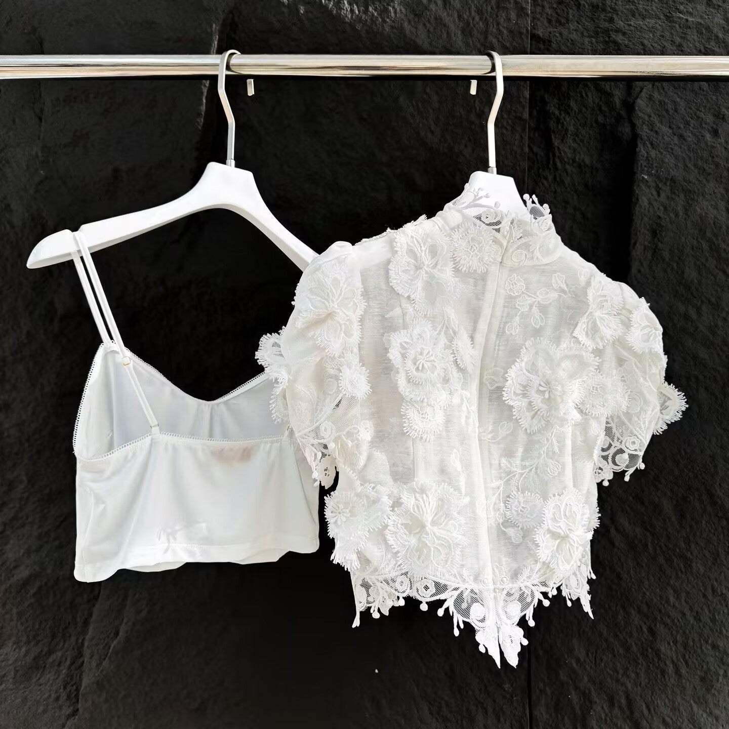 Women's Embroidered White Decal Irregular Temperament Versatile Top