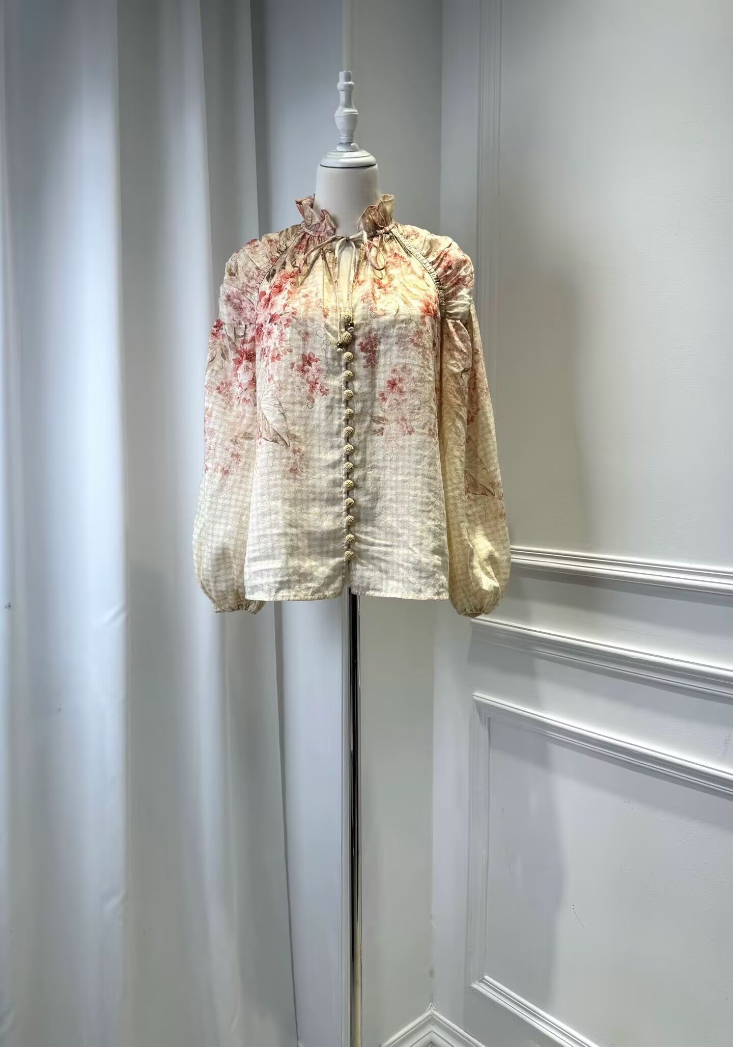 New women's long sleeved shirt+floral print temperament mid length skirt