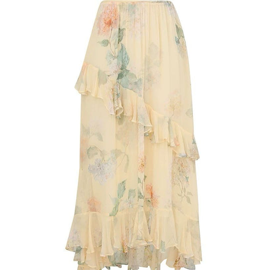 New Lemon Yellow Asymmetrical Skirt Women