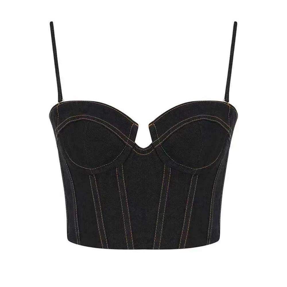 Women's denim strapless tank top