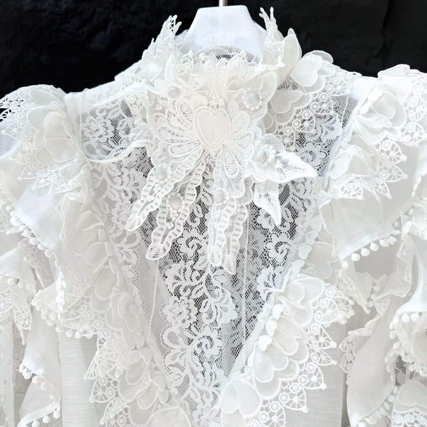 Women's New Silk and Linen Embroidered Flared Sleeve Loose Top