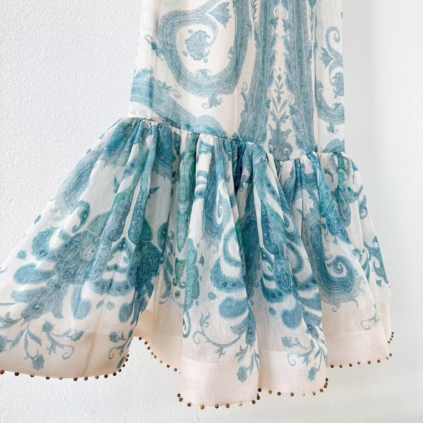 Silk and Linen Women's Printed Fishtail Suspender Dress