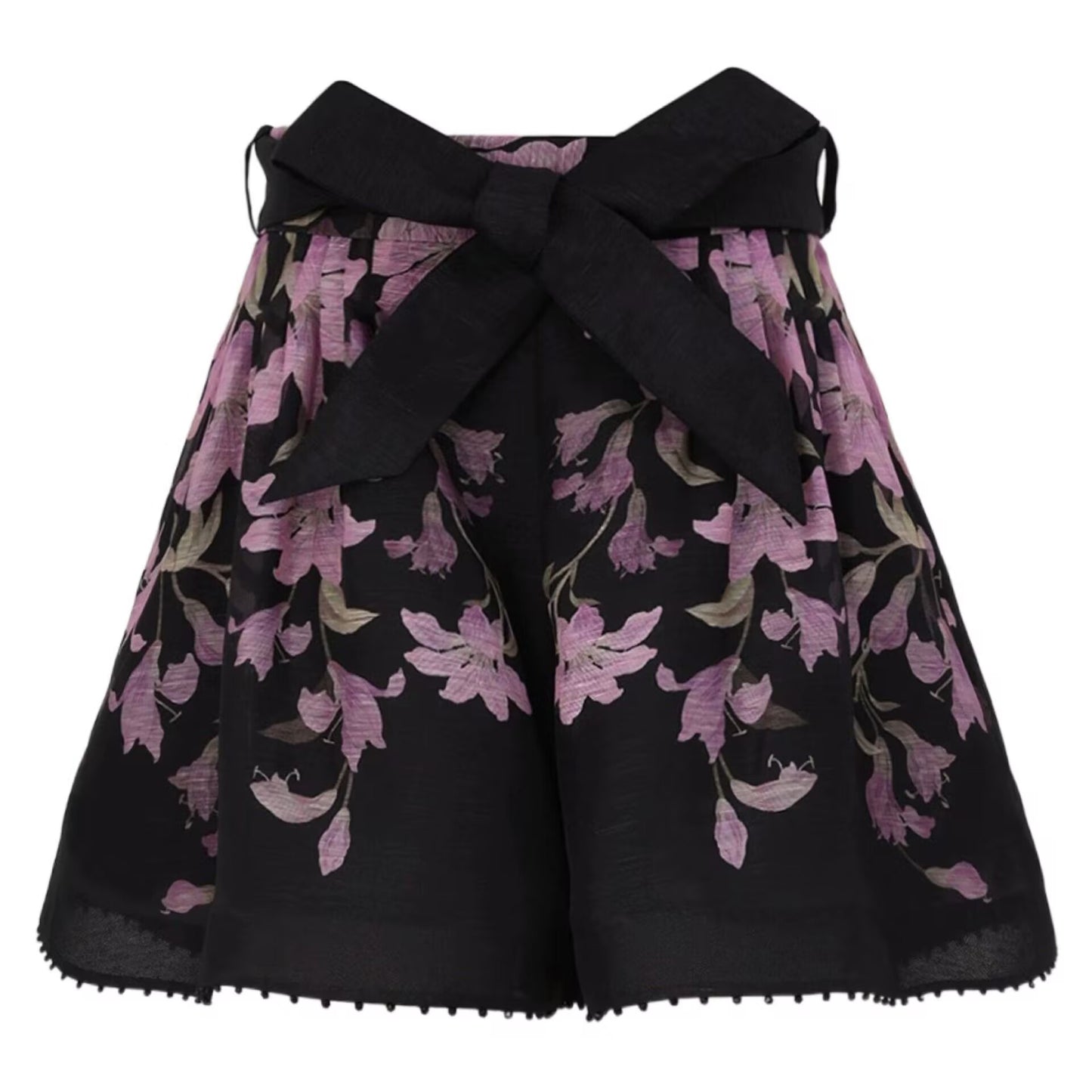 Spring and summer printed long sleeved ruffled V-neck shirt+high waist wide leg shorts set